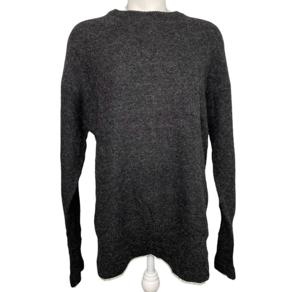 Ellen Tracy Sweater Top Women's Medium Dark Charcoal Gray Oversized Relaxed Nwot